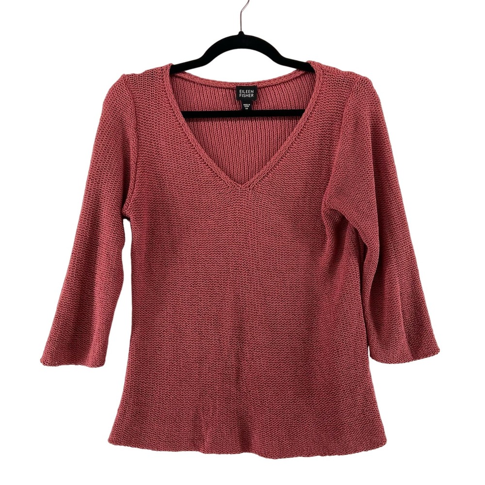 Eileen Fisher Pink Silk Sweater Size Medium VNeck